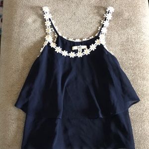 Daisy trim ruffle tank top